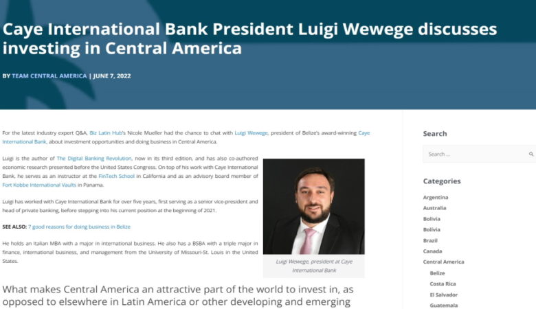 CIB President Luigi Wewege discusses Central America