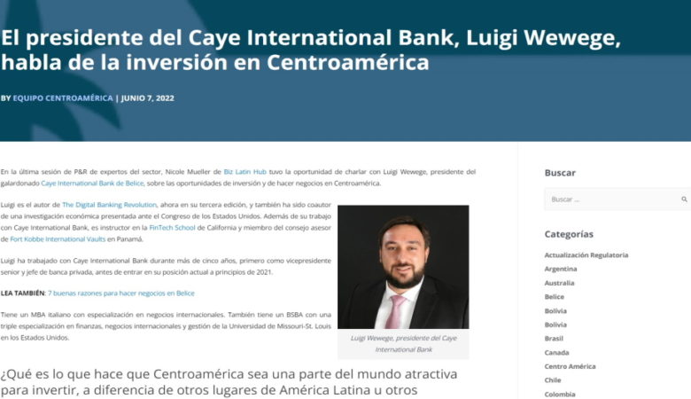 El presidente del Caye Bank, habla de la inversiónes