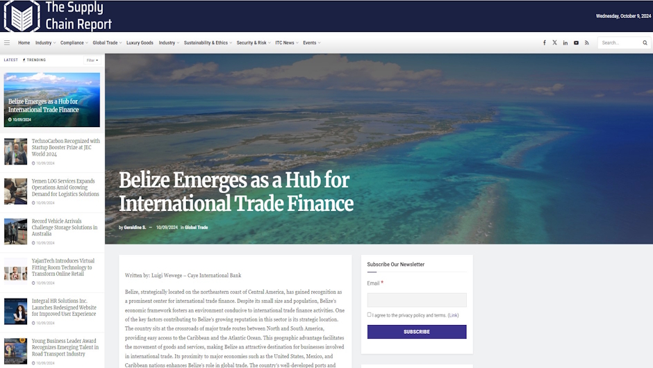 Belize Emerges as a Primary Hub for International Trade Finance